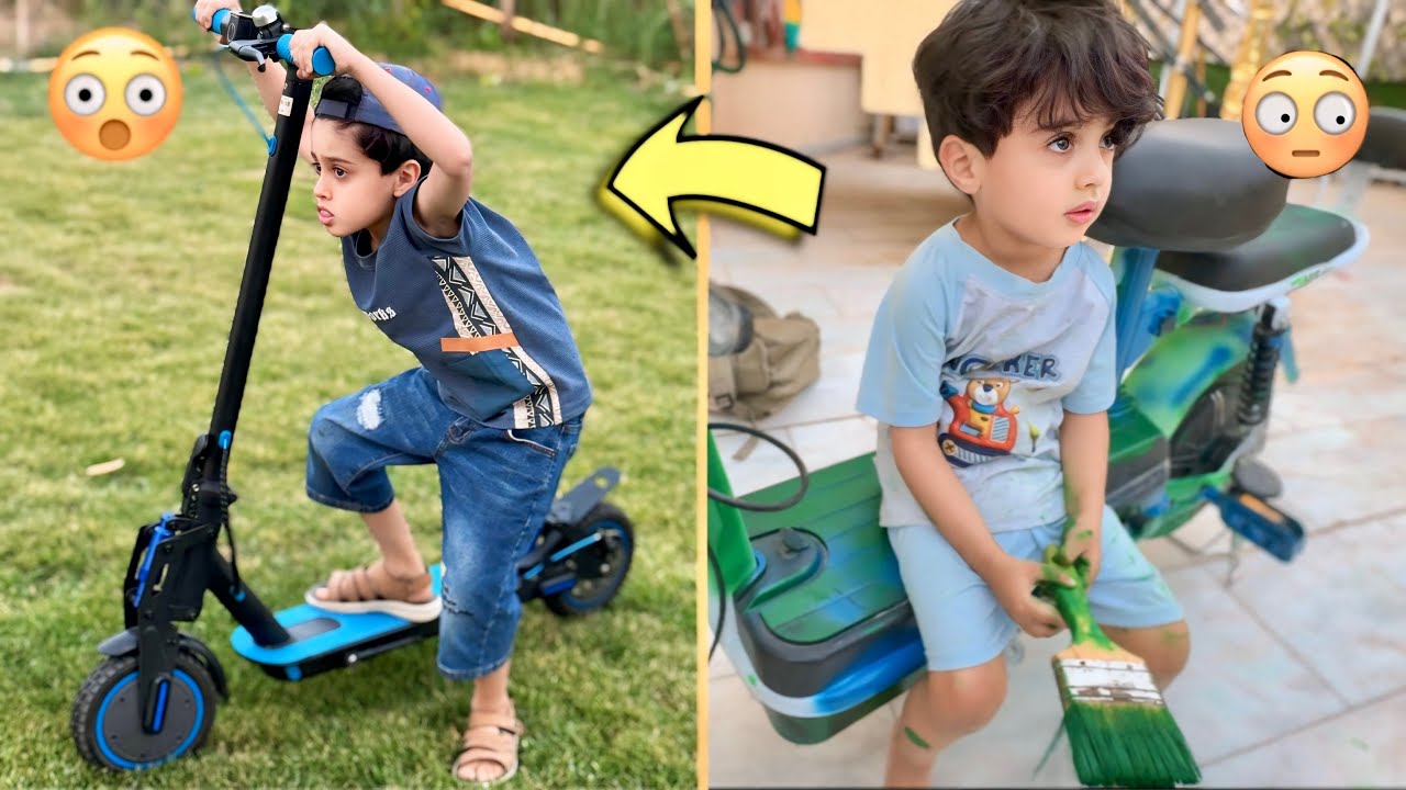 صبغنا دراجة مجودي الكهربائية ورطت جود🤣| بسس عوضته بسكوتر جديد🔥😍