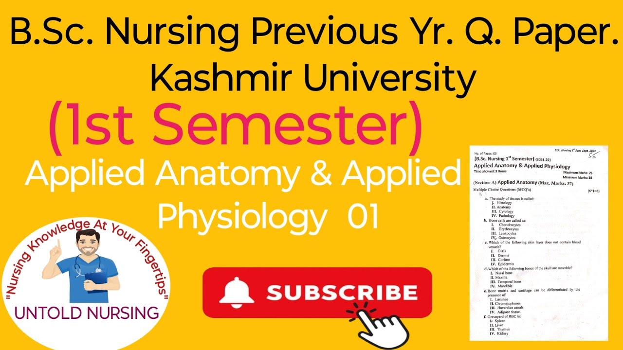 B.Sc Nursing 1st sem Previous Year Question paper of Applied Anatomy & Applied physiology KU