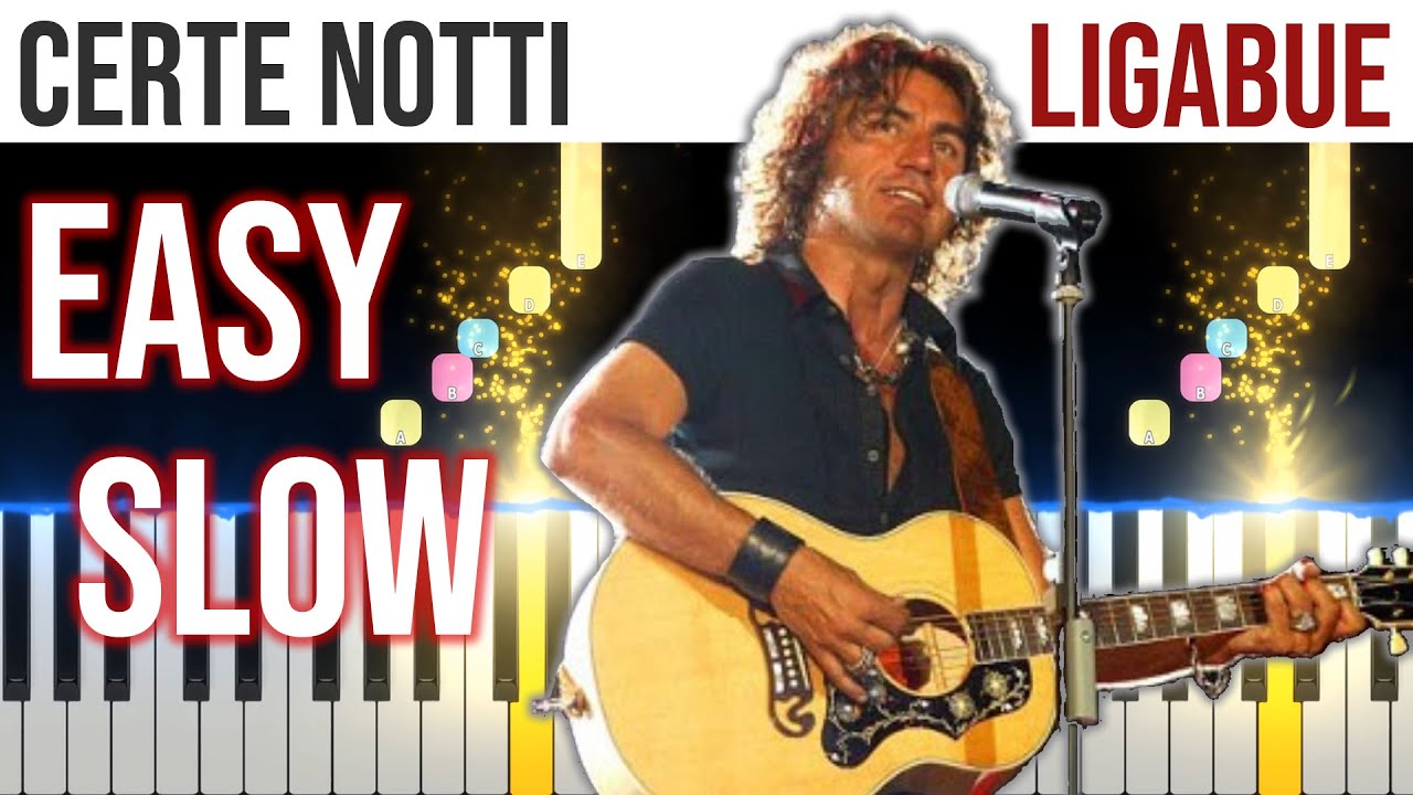 Certe Notti - Ligabue - EASY SLOW Piano Tutorial 🎹 - video 4K🤙