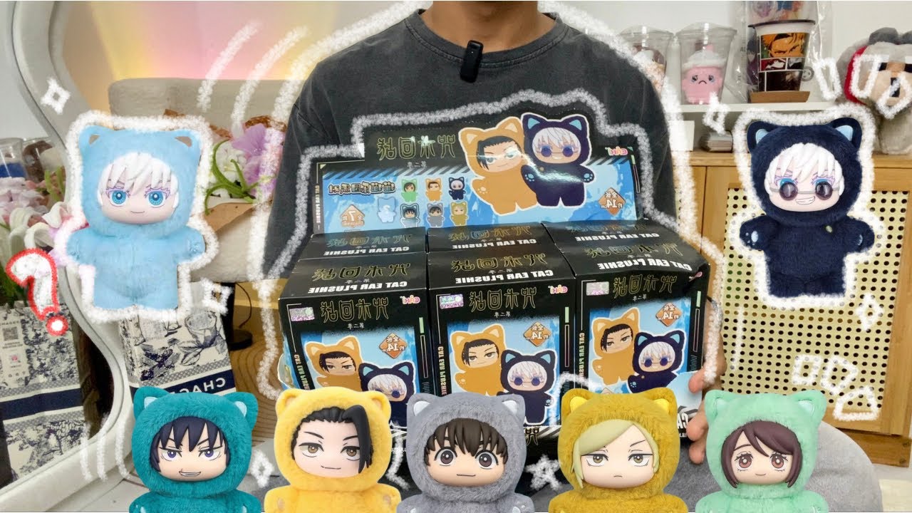 Jujutsu Kaisen Cat Ear Plush Unboxing 🐾 | Full set Blind box + Did i get the Secret Gojo?!