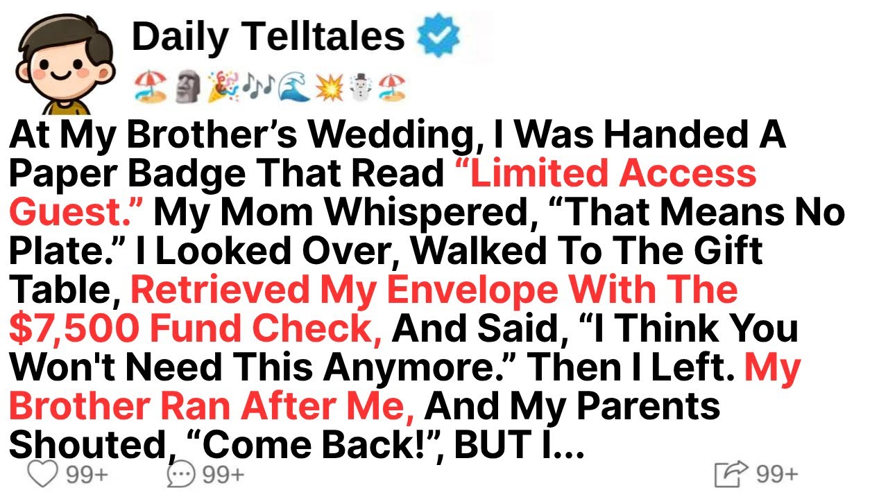 At My Brother’s Wedding, I Was Handed A Paper Badge That Read “Limited Access Guest.” Then My Mom...