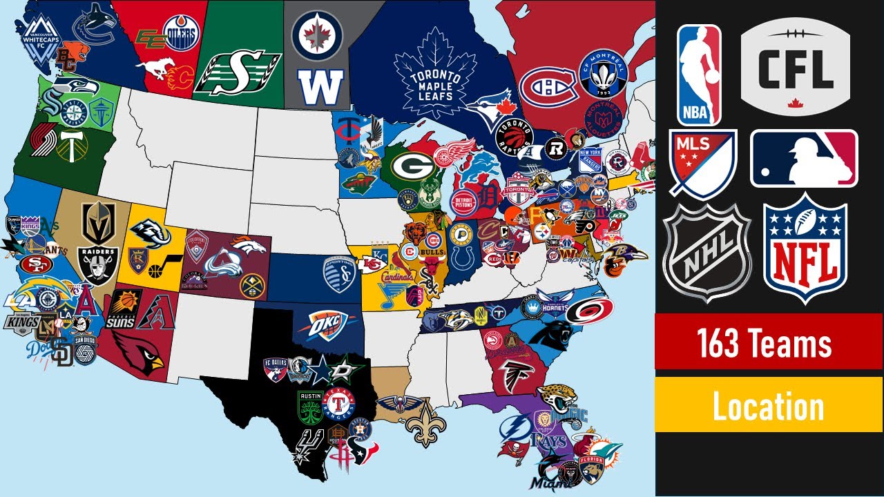 NHL,NFL,NBA,MLB,MLS,CFL ACTIVE TEAMS CURRENT LOCATION 20226