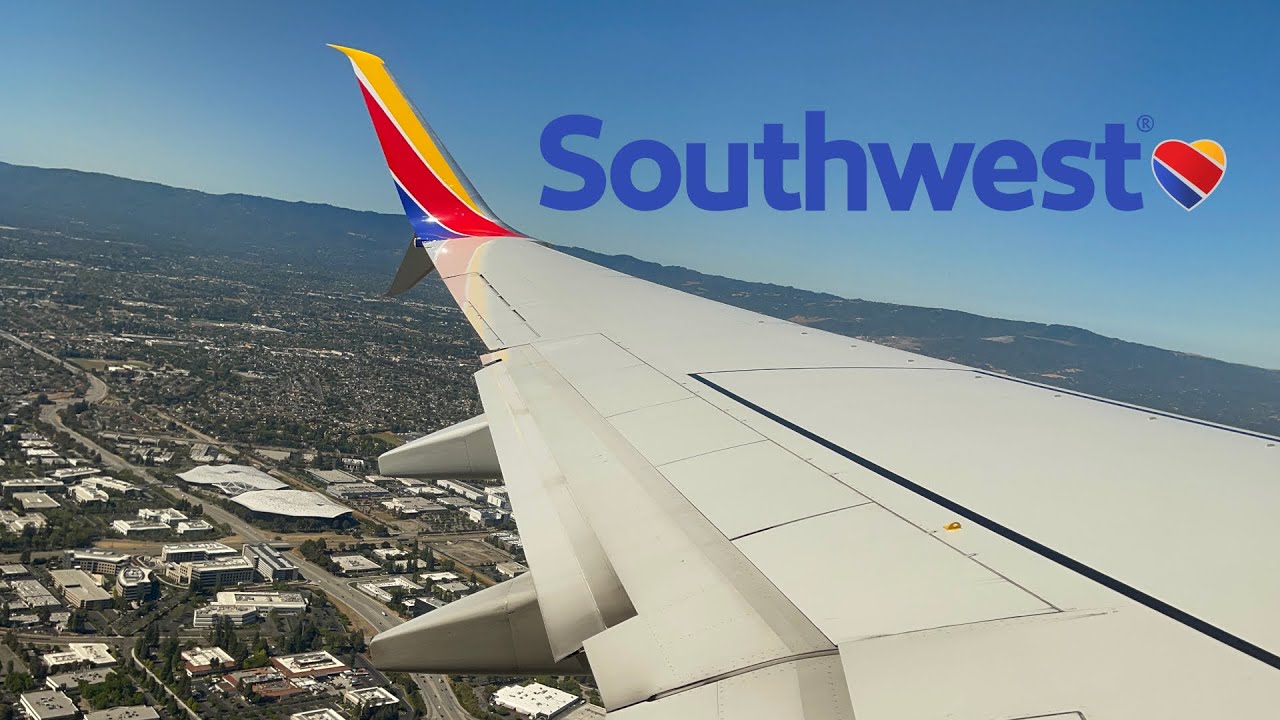 Southwest Airlines 737-700 pushback, taxi, takeoff from San Jose (SJC)