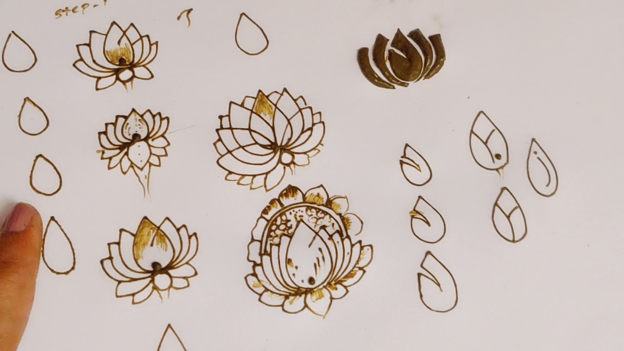 Step by step lotus making Tutorial in Mehndi design