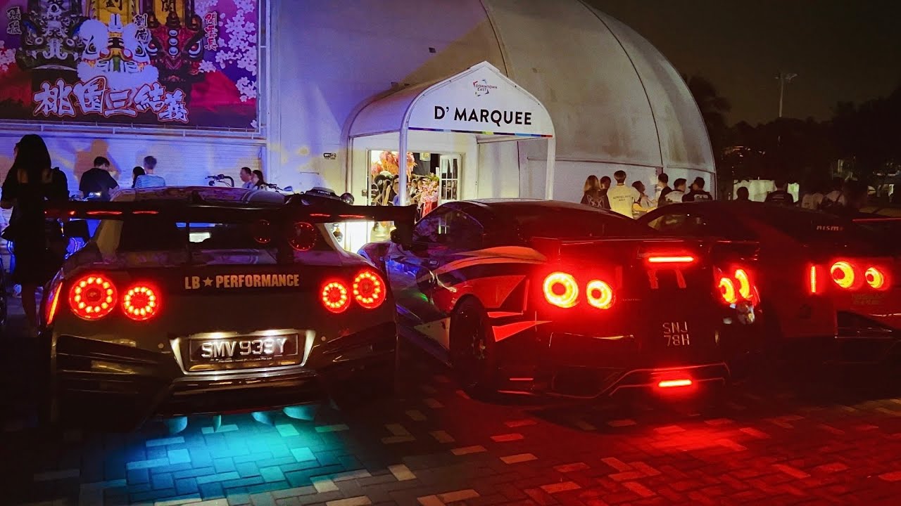 Nissan GTRs and Custom Bikes INVADE Downtown East Singapore for Dinner! LOUD Accelerations