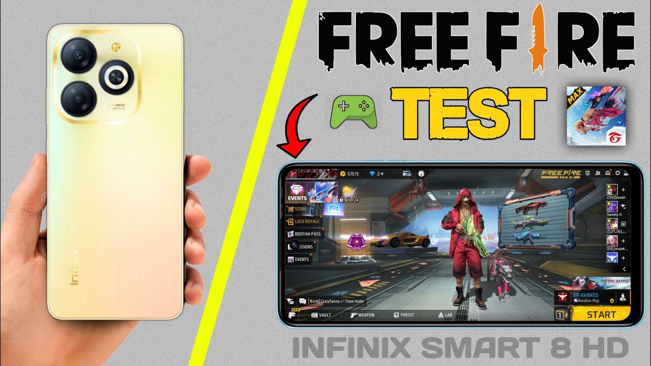 Infinix Smart 8 HD Free Fire Gaming Test //  Infinix Smart 8 HD Free Fire Test 🎮