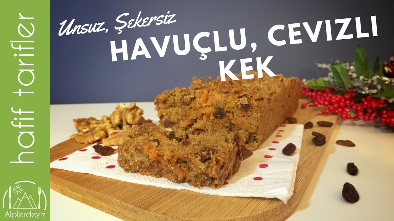 Unsuz Şekersiz Havuçlu Cevizli Kek | Hafif Tarifler