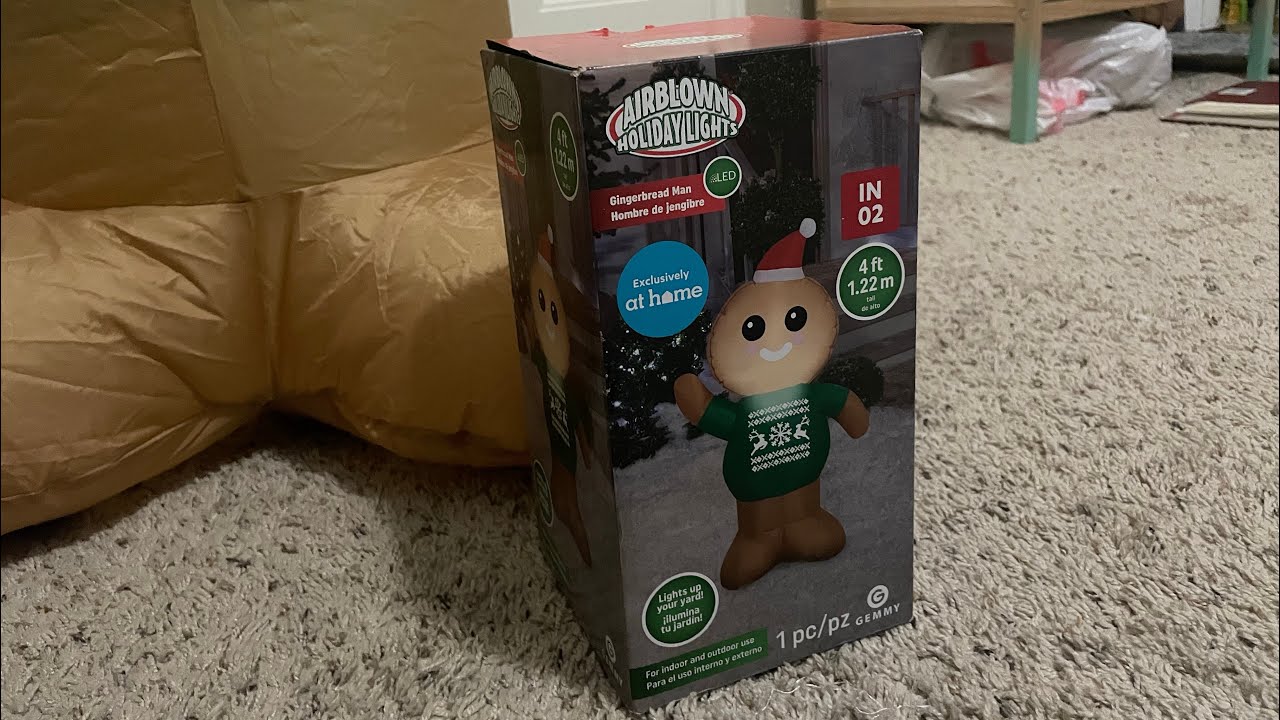 Gemmy Gingerbread Man Inflatable Review | 4ft LED Lights (At Home Exclusive) #christmas