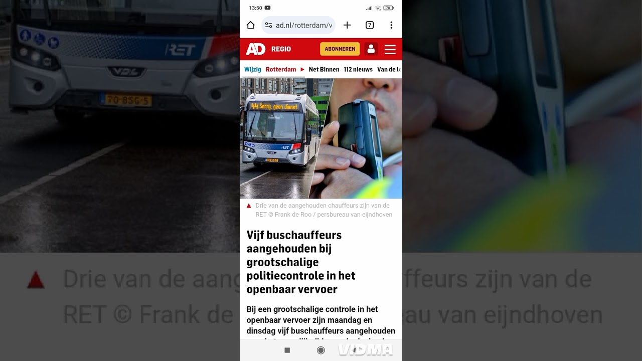 RET Buschauffeurs Aangehouden rijden onder Invloed