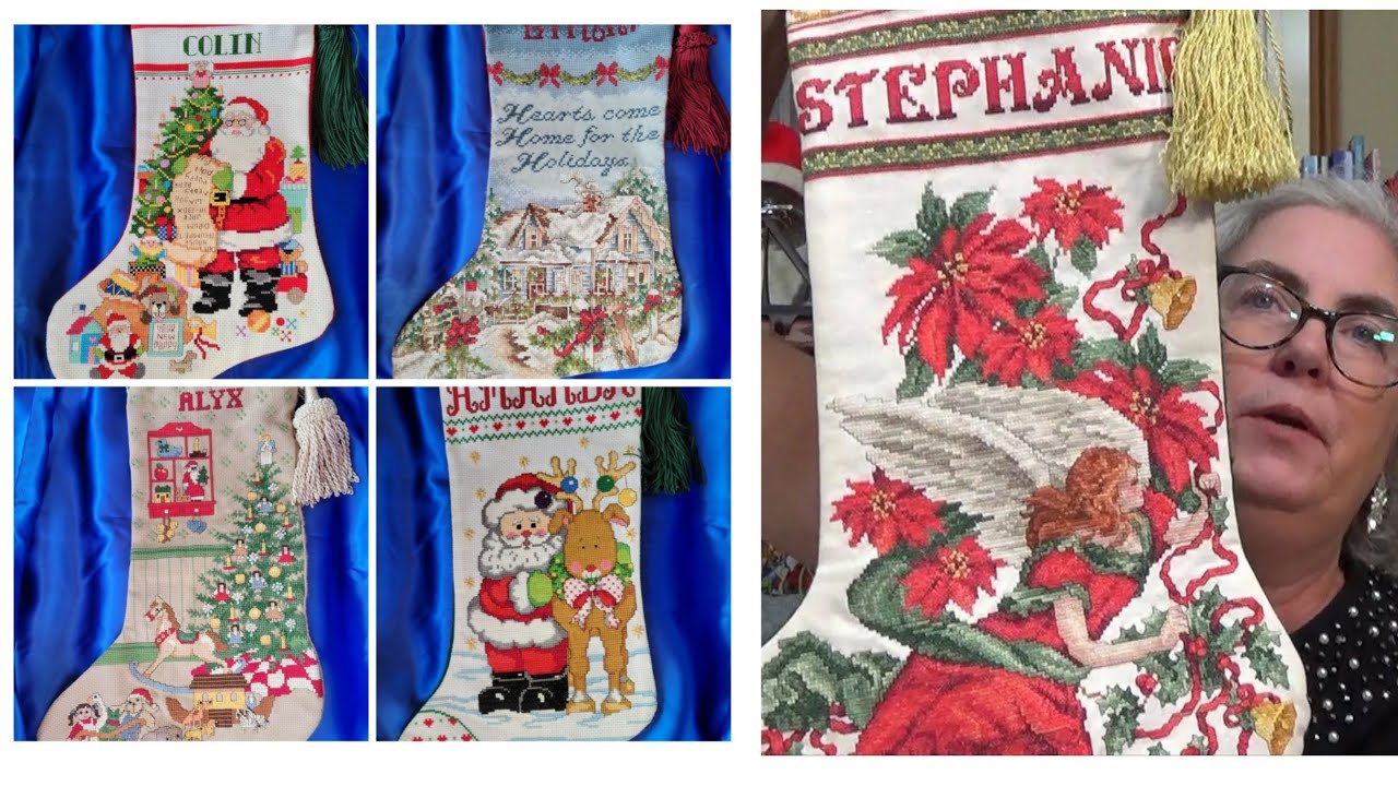 Flosstube #13: Stock-Kin Parade - My Family's Christmas Stockings, Hawaii WIPs preview & a Giveaway