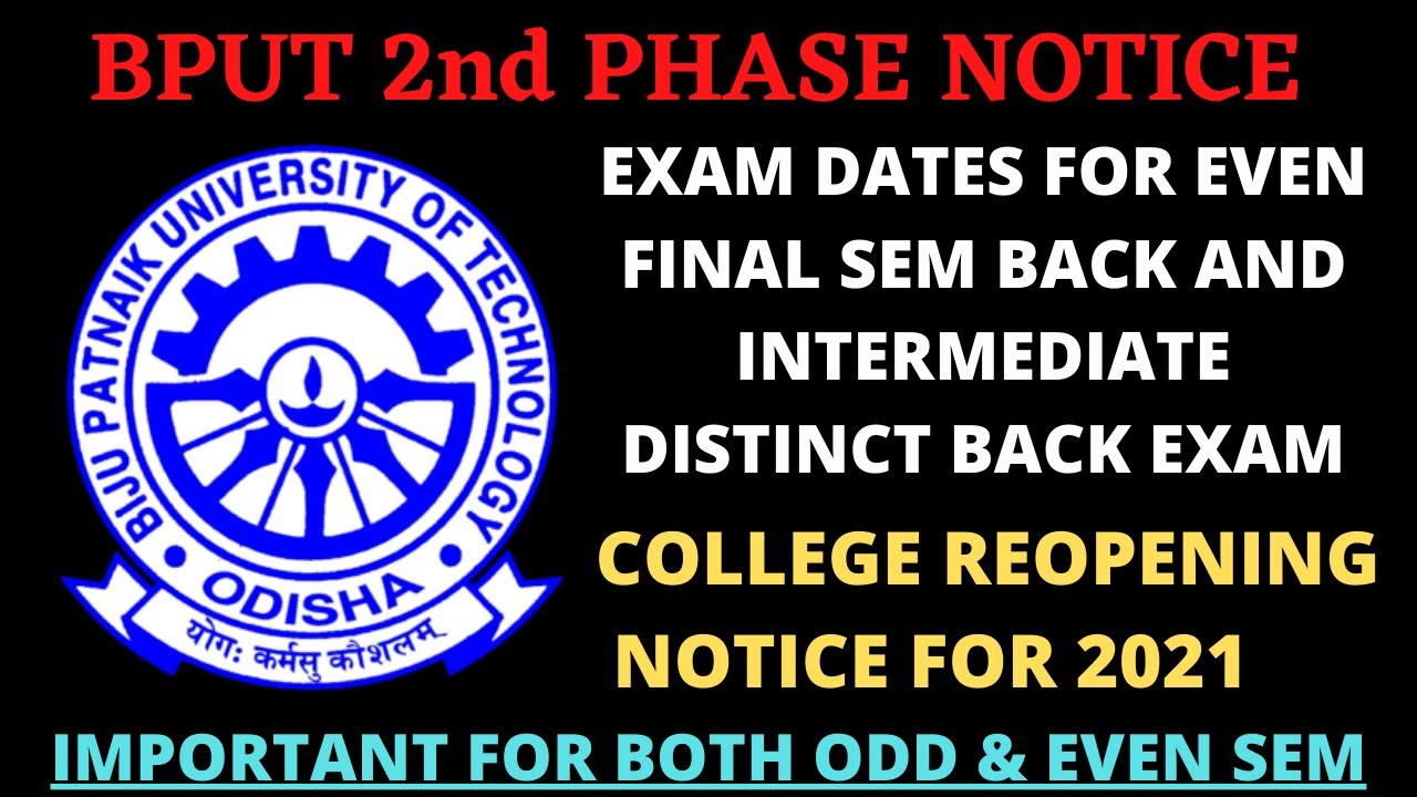 Bput College Reopening Notice | 2nd Phase Exam Dates | Rules For College And Students For Every Sem