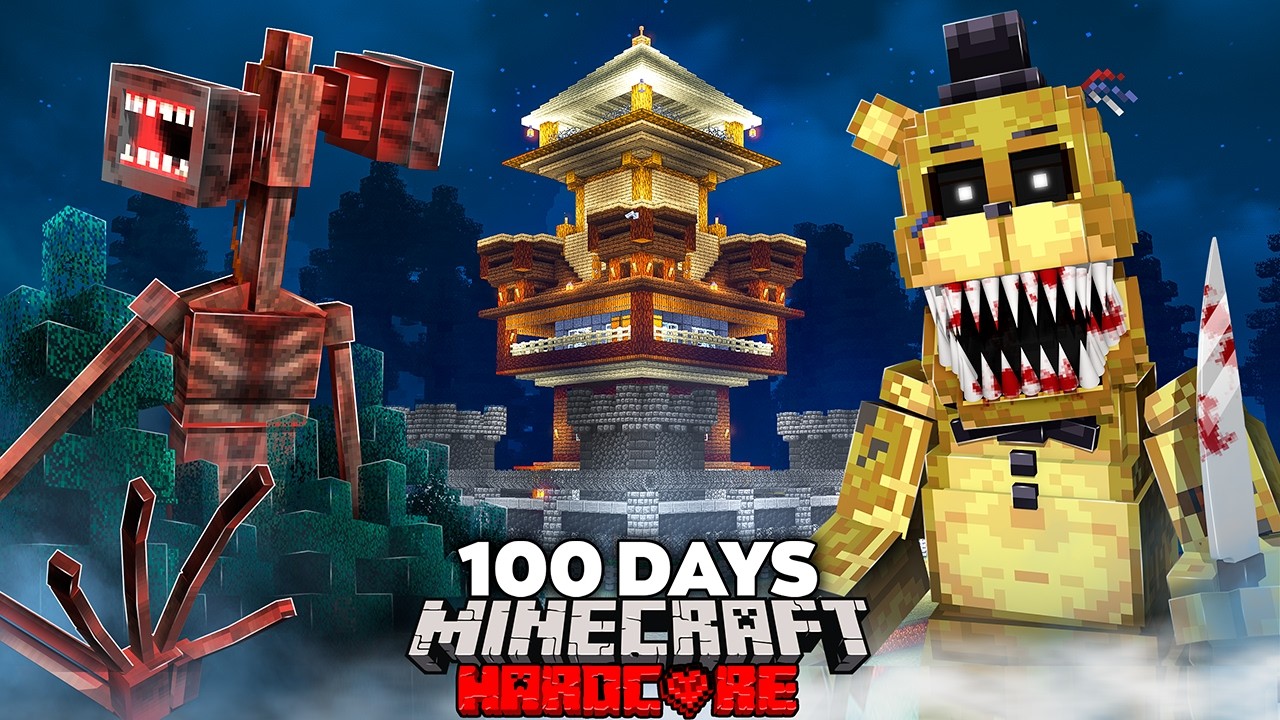Surviving Minecraft's SCARIEST Horror Mods for 100 DAYS in Hardcore #8.. FNAF and Siren Head