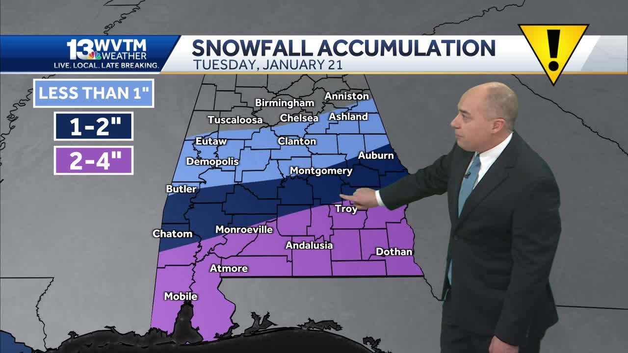 Dangerously cold with a major winter storm, heavy snow in Alabama's weather forecast Tuesday