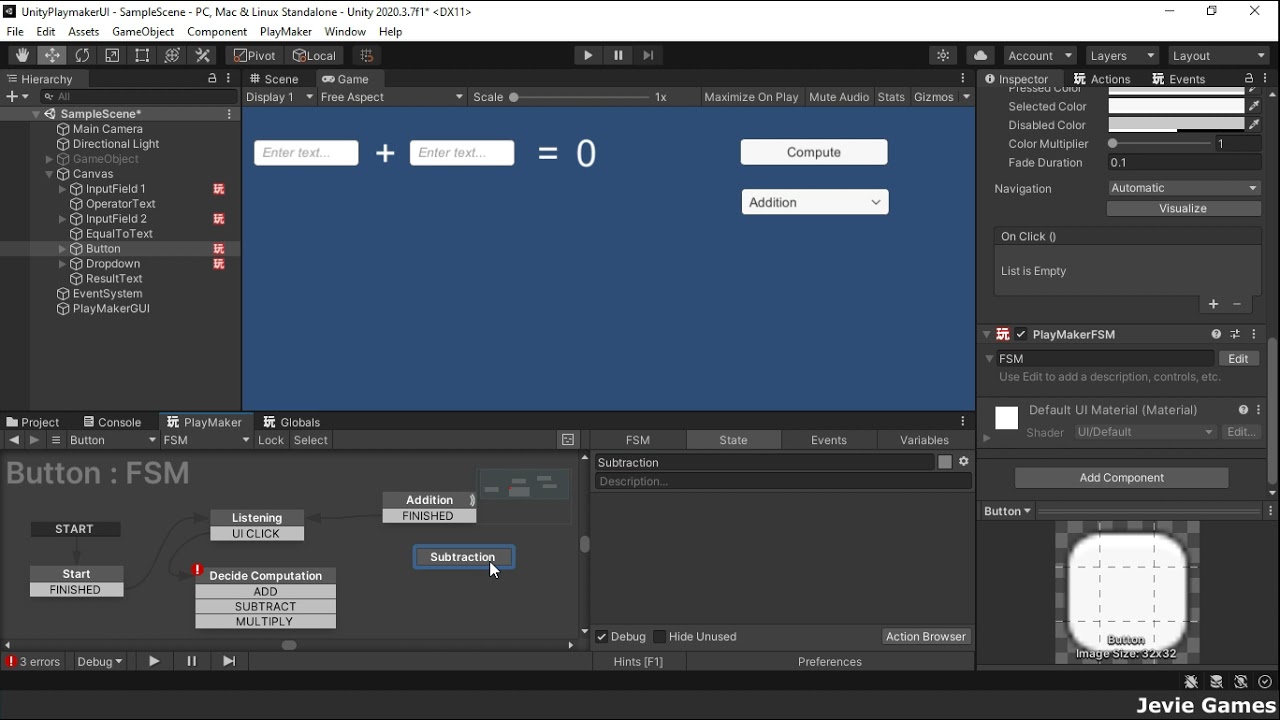 Unity Playmaker - Working with Unity UI (Part 1)