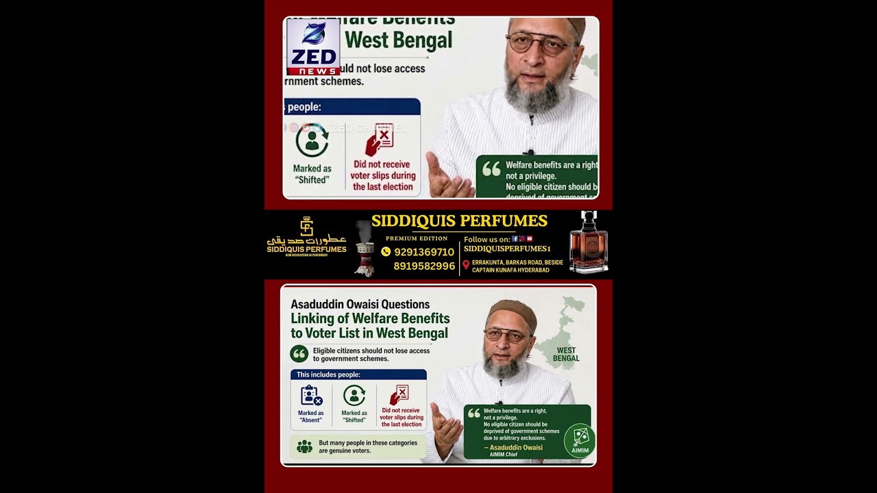 Barrister Asad Uddin Owaisi Ne Magribi Bengal Me Schemo Ko Voter List.Se Jodne Per Sawal