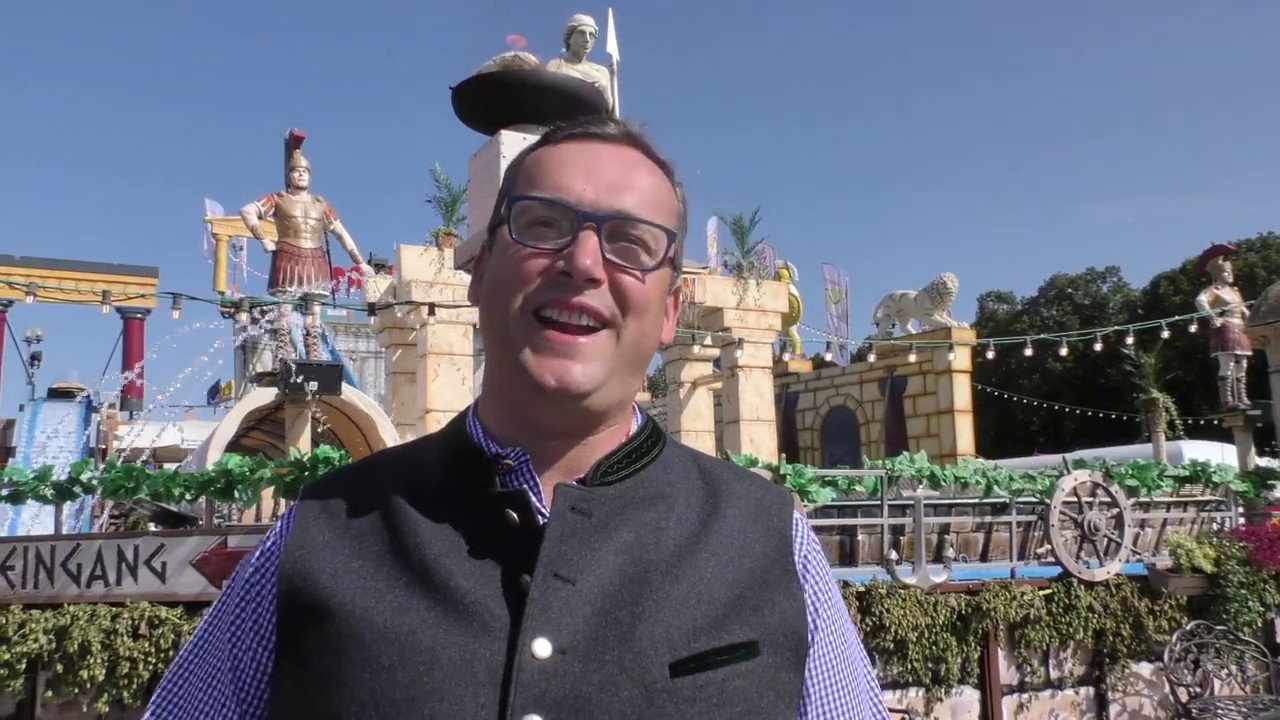 Wiesn-Neuheit: Wildwasserbahn Poseidon - Erstfahrt Presserundgang 2019 (Onride)