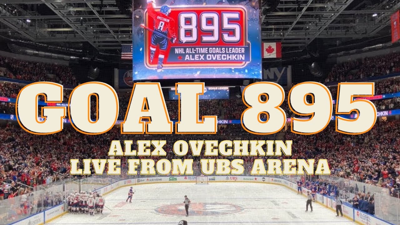 Ovechkin breaks the record! 895 goals! LIVE FROM UBS ARENA - goal + entire on-ice celebration