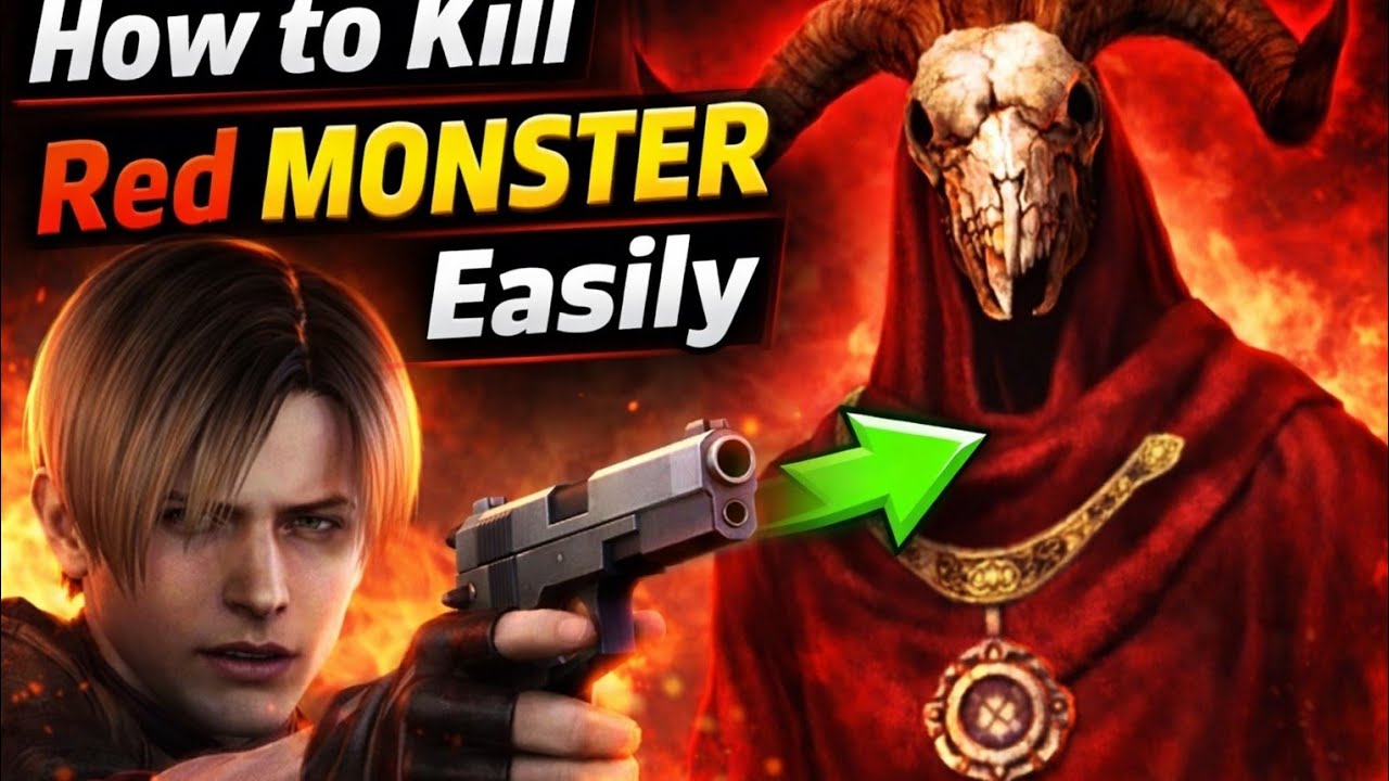 RESIDENT EVIL 4 MOBILE ANDROID GAME PLAY HOW TO EASILY KILL RED MONSTER WITHOUT CHASHING 
