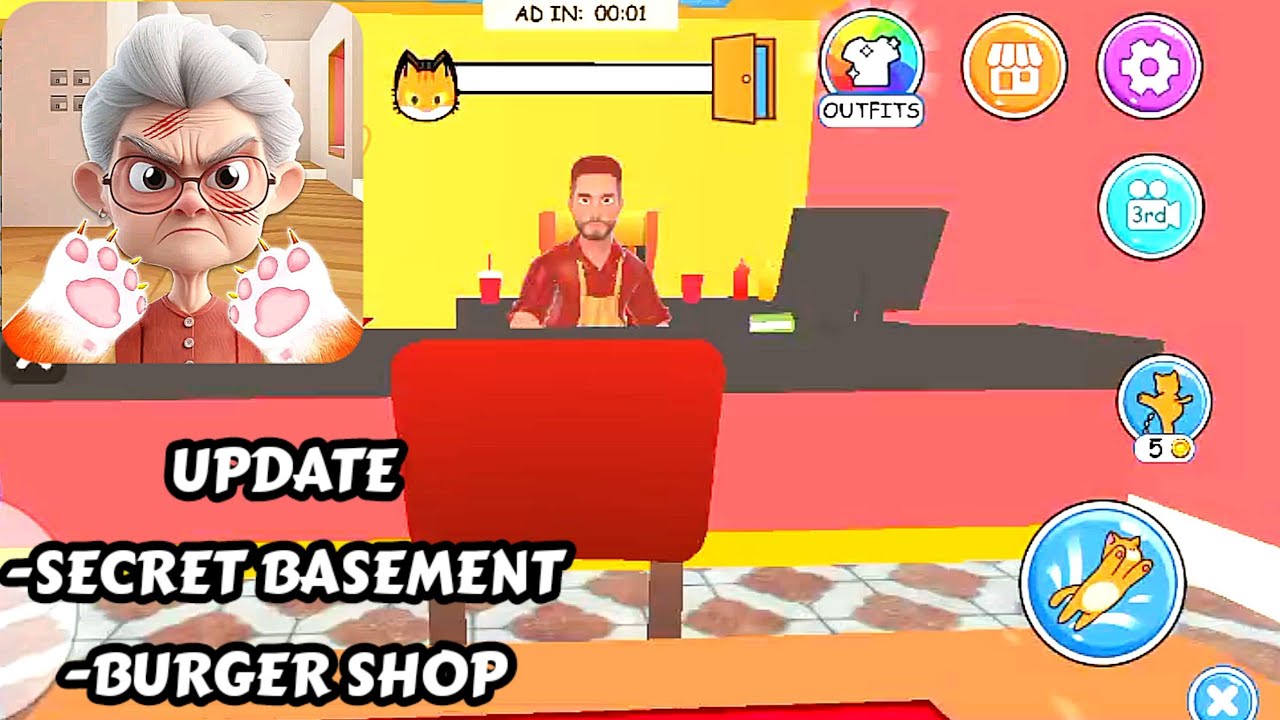Cat prank pet chaos update basement burger shop gameplay android