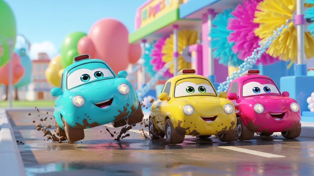 Splash & Shine! Muddy Cars Zoom to the Car Wash 🚗💦 | Nursery Rhymes for Kids