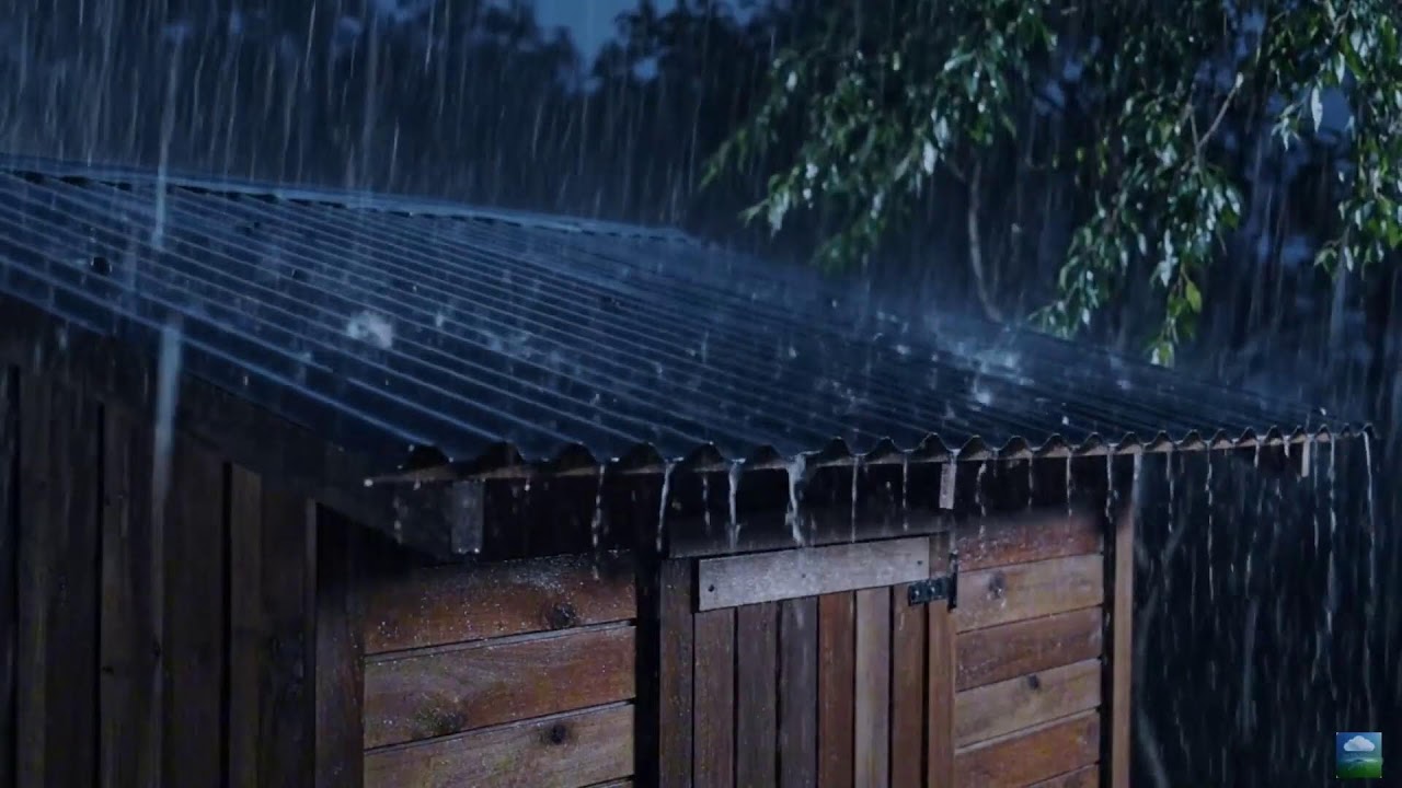 Midnight Storm Rain on Metal Roof with Soft Thunder | Soothing ASMR Sounds