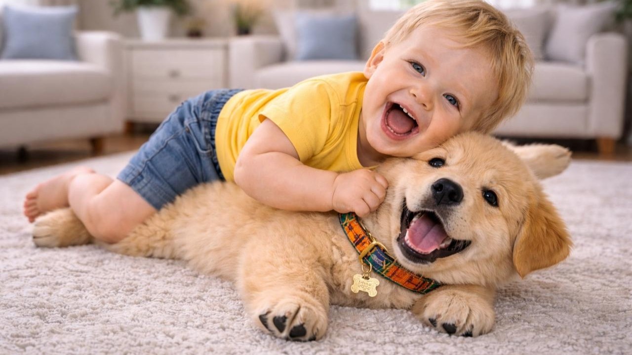 Baby and Puppy Rolling 🍼🐶 | Cute Funny Bond 😂 | Lovely Memories ✨| Joyful Time 🌈