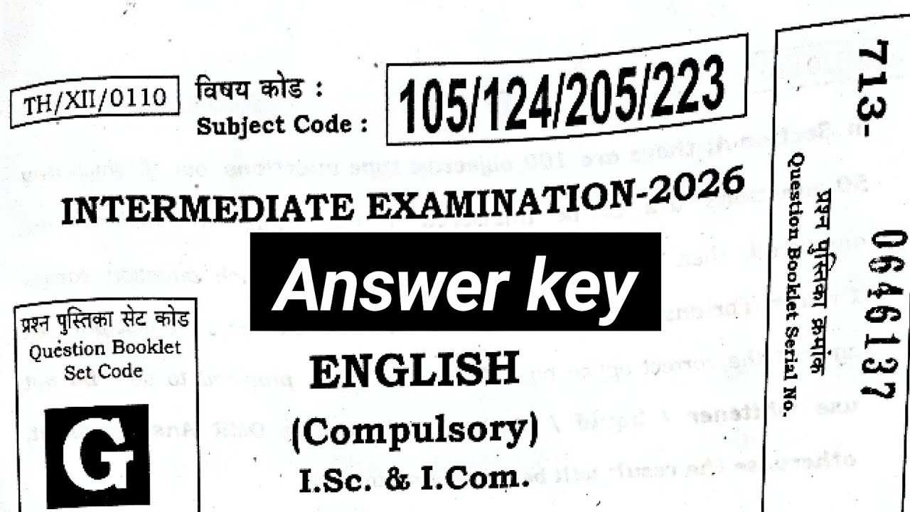 English Answer Key | Set G Full Solution |12th class //#biharboard2026 //#answerkey //#english 