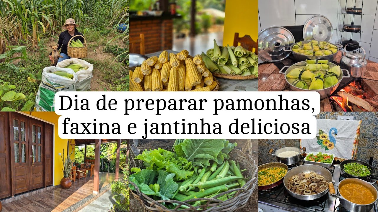 Pamonhada na roça/ limpeza nas varandas e jantar delicioso 