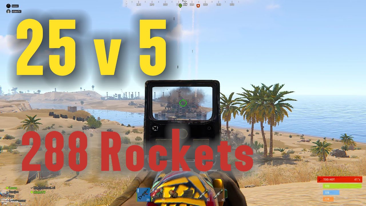 INSANE 25 V 5 Raid Defence 288 Rockets! -Rust