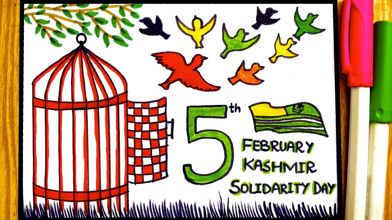 5 February Kashmir Solidarity Day Drawing Poster | Easy Poster for Kids | Kashmir Day Art 