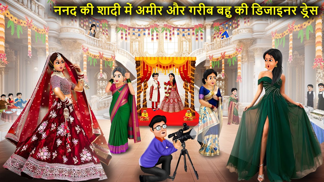 ननंद की शादी में अमीर गरीब बहु की डिज़ाइनर ड्रेस | Cartoon Videos|Rich And Poor sister In Laws dress