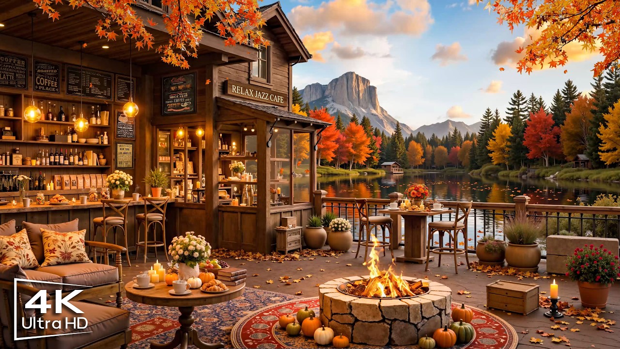 Jazz Relaxing Music at Cozy Autumn Porch Ambience 🍂 Smooth Jazz Instrumental Music for Stress Relief