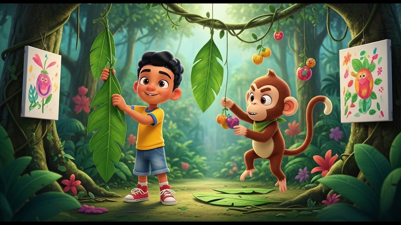 Rohan and the Monkey Who Could Paint | Kids 3D Animated Story | Jungle Adventure & Moral Tale