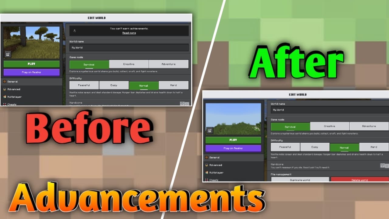 How to Earn Advancements after using creative mode in Minecraft Bedrock 1.21+
