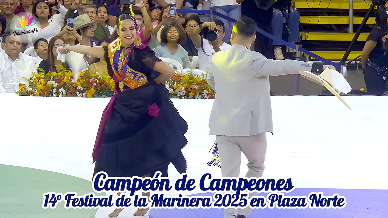 Nueva laureada Mónica Grados y Junior García. CAMPEON DE CAMPEONES. 14 Festival Plaza Norte Marinera