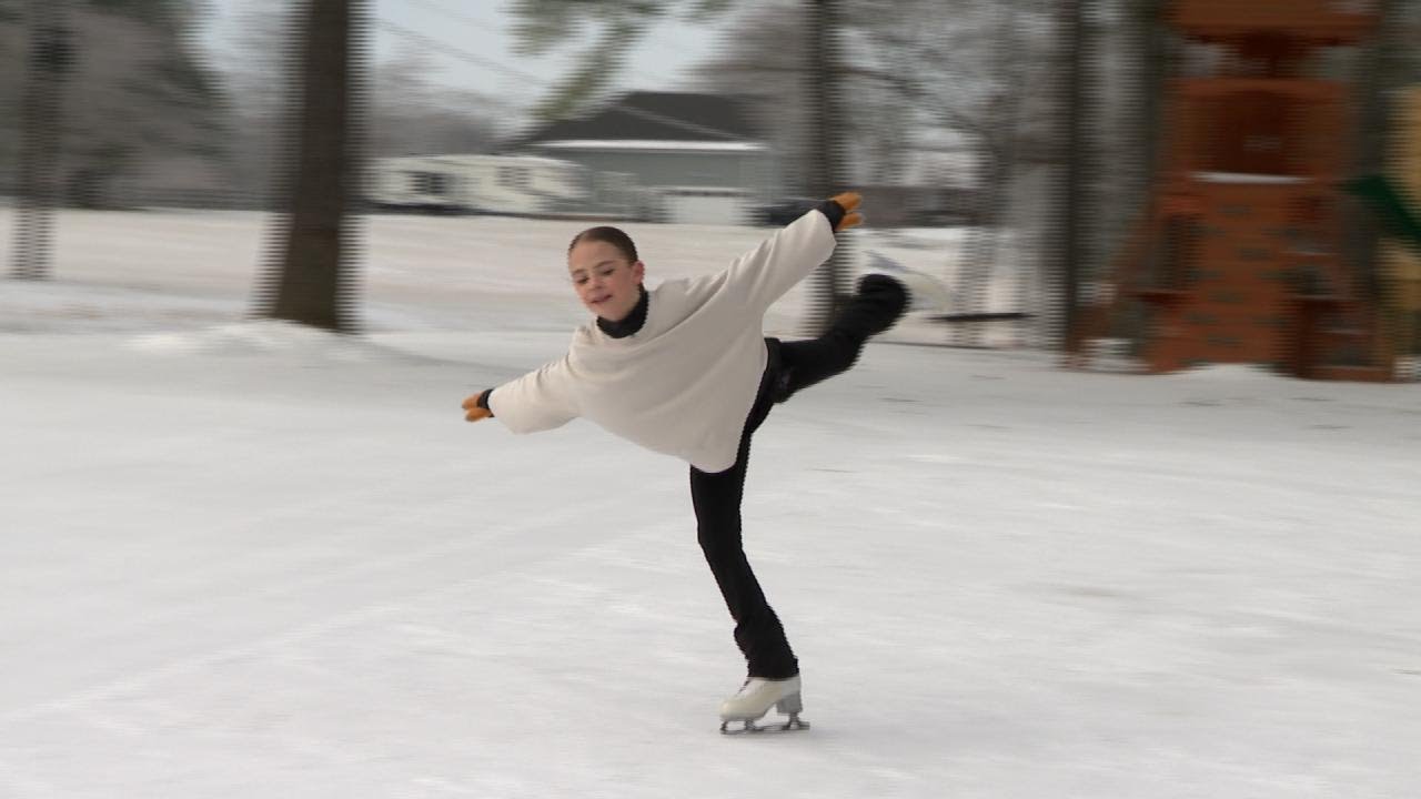 11-year-old ice skates on front yard, shares powerful purpose to her skating