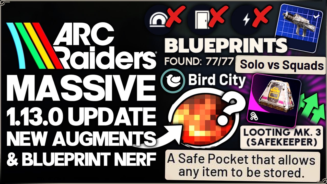 Arc Raiders - New HUGE 1.13.0 Update, New OP Augments, Blueprint Loot Nerfs, Arc Buffs, Bird & More!