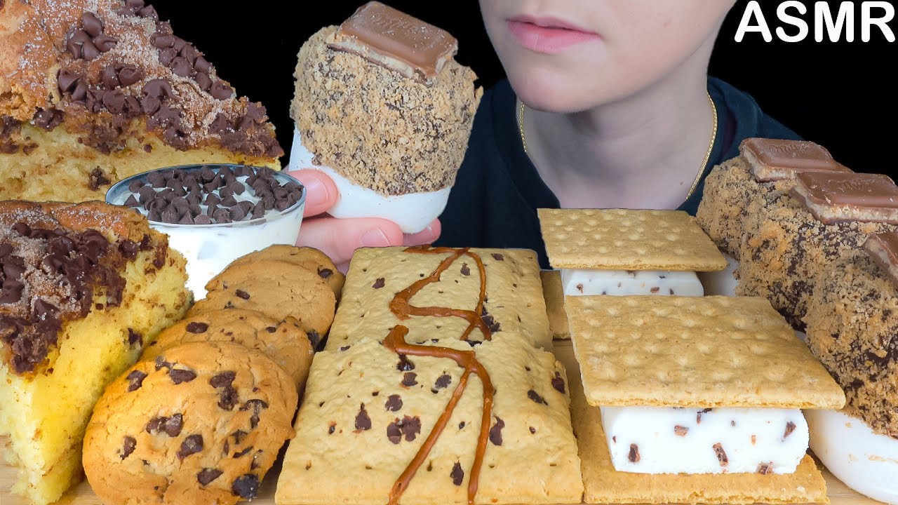 ASMR Chocolate Chip Cake, Ice Cream, Cookies, Pop Tart Pastry, Milka Marshmallow [Dessert Mukbang]