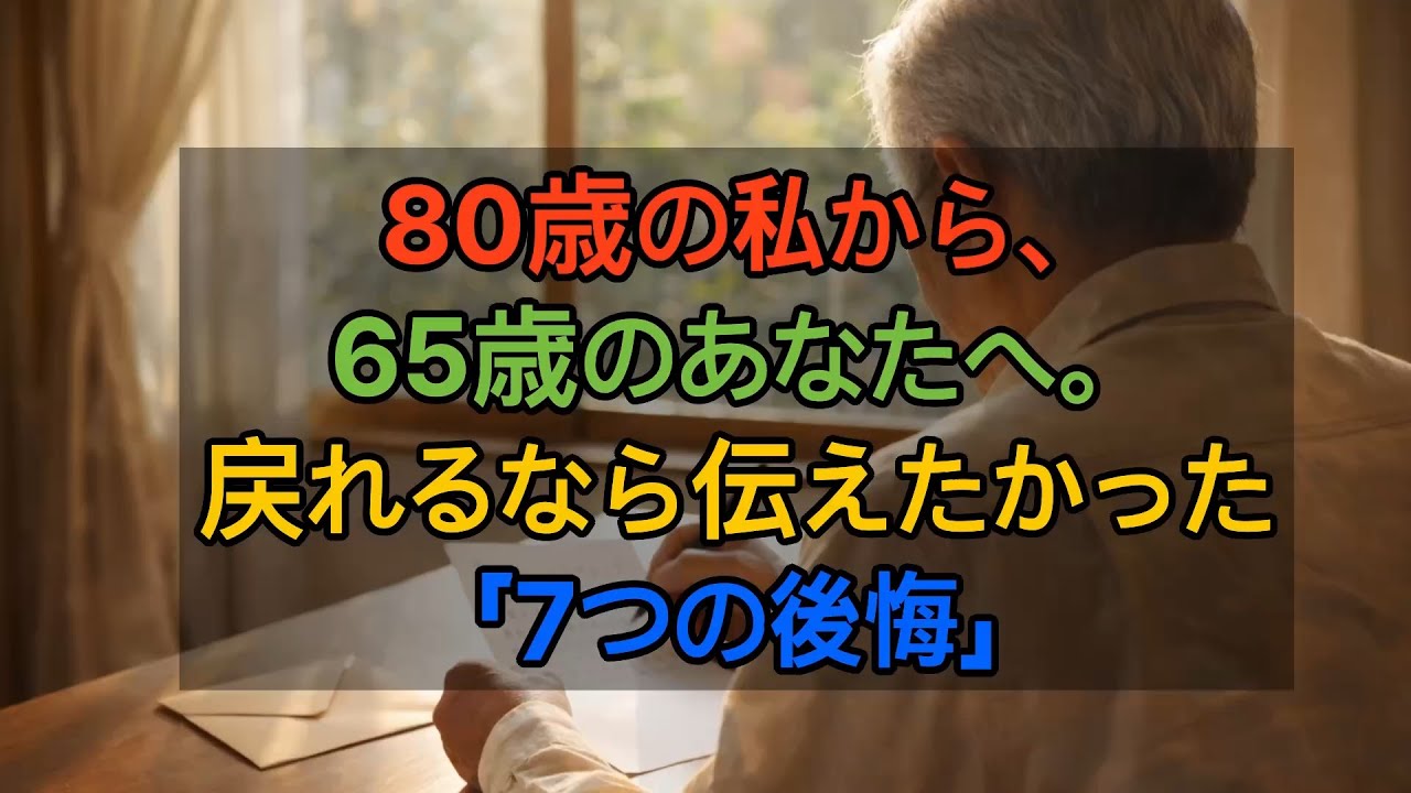 [シニア健康] 80歳の私から、65歳のあなたへ。 戻れるなら伝えたかった「7つの後悔」