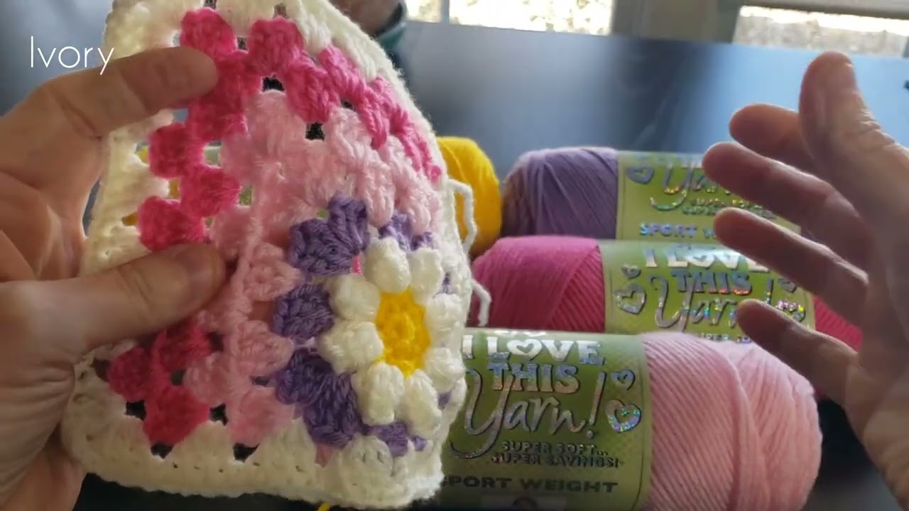 I Love This Yarn Sport Daisy Granny Square Swatch