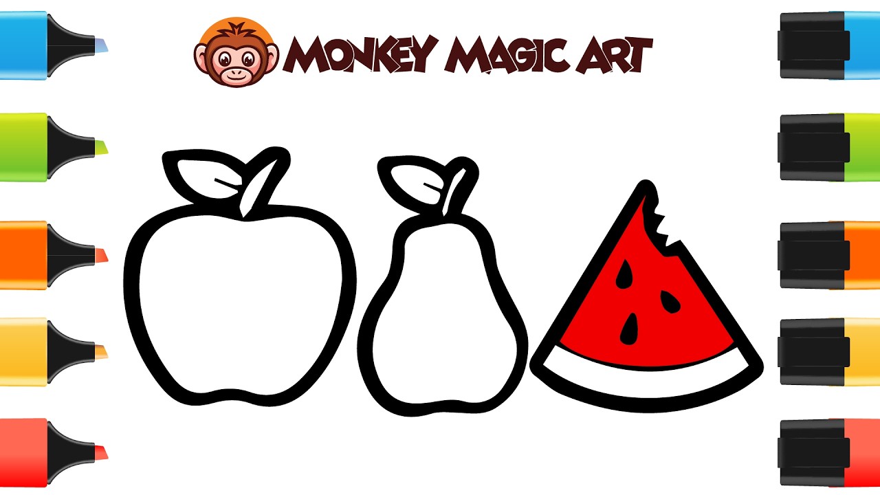 How to Draw a Cute Apples - Pears - Watermelons | Step by Step Easy