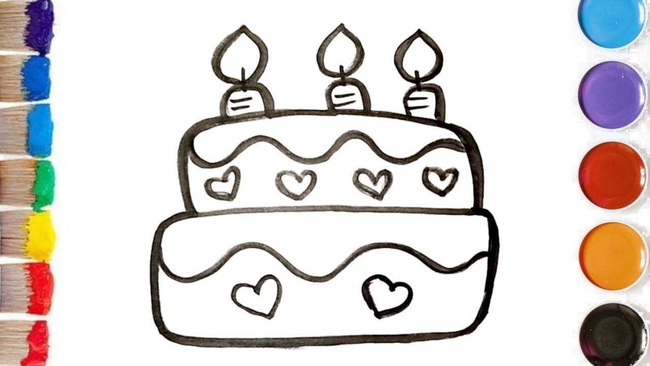 Bolo de Aniversário 🎂 Desenho e Pintura Fácil para Crianças e Bebês