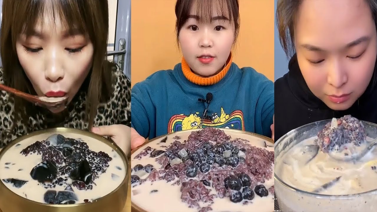 EATING Purple rice in milk tea |~ BIG BITES ~ | KWAI EATING SHOW | Mukbang Compilation