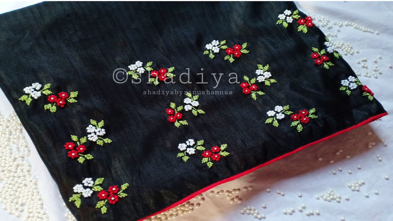 all over embroidery design for saree |easy french knot design