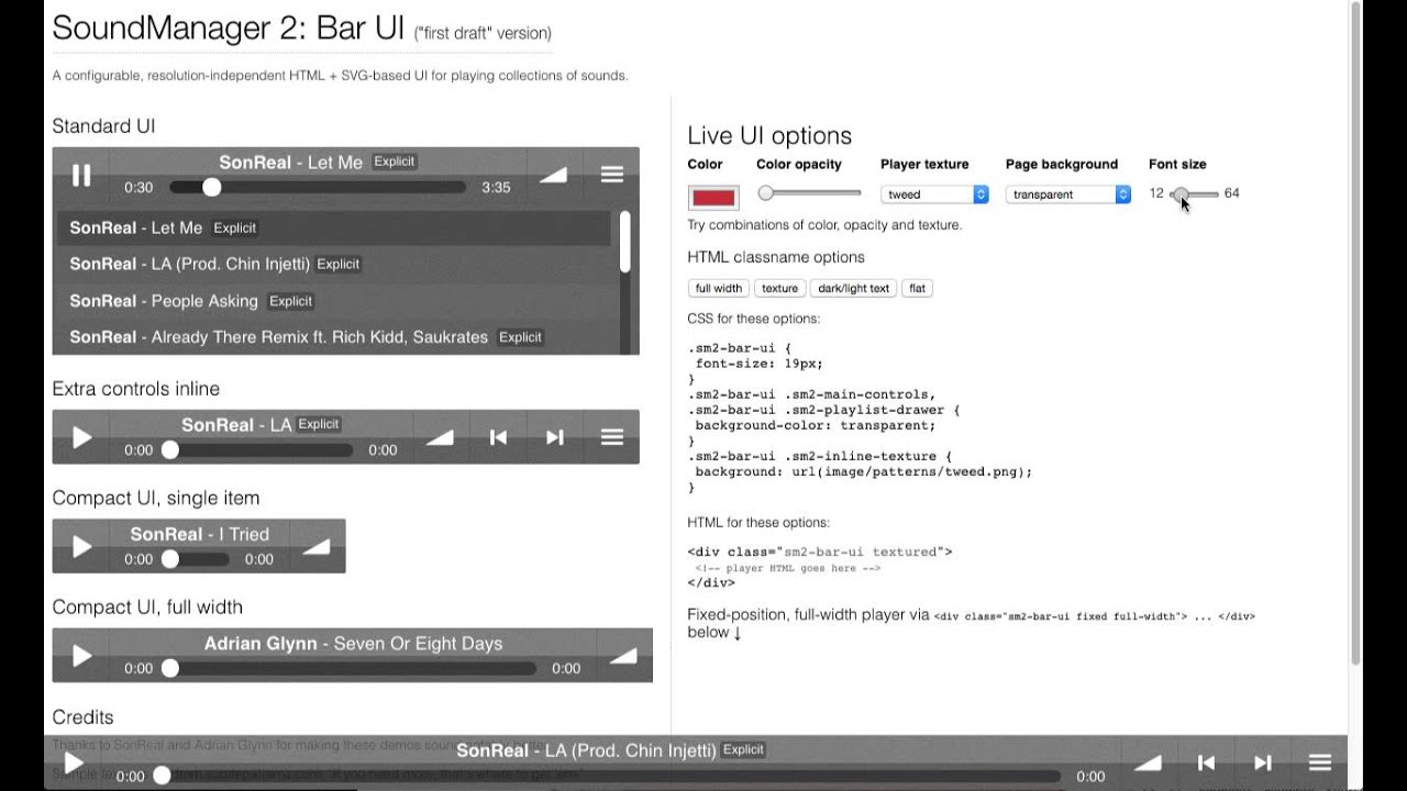SoundManager 2: Bar UI Player Demo