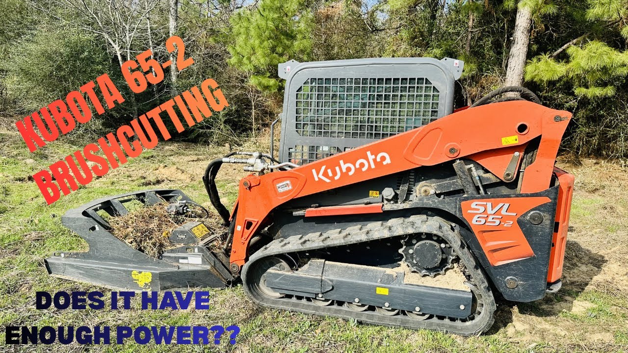 KUBOTA SVL 65-2 WITH HEAVY DUTY BRUSH CUTTER- UP AGAINST YAUPON’S AND OVER GROWN FIELD!! 