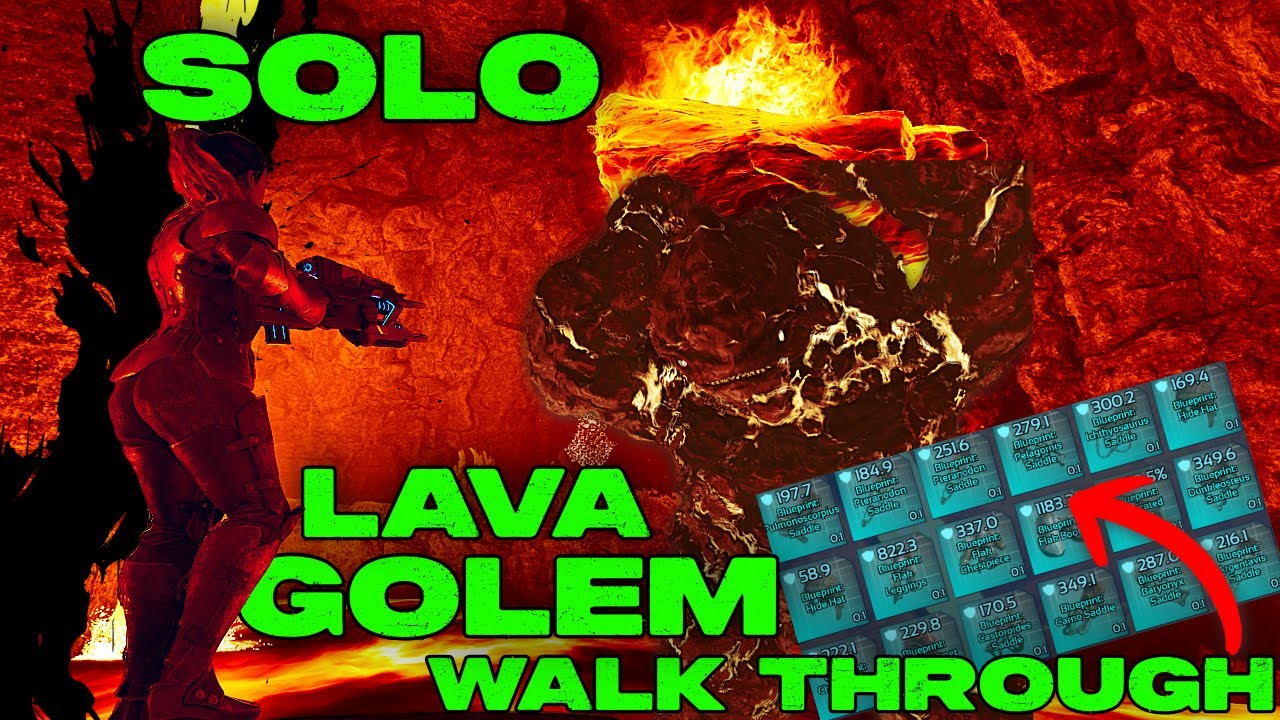 Solowe przejście Lava Golem!! ŁATWE projektowanie i FARMOWANIE ŁUP&Oacute;W w Ark Survival Ascended!!!
