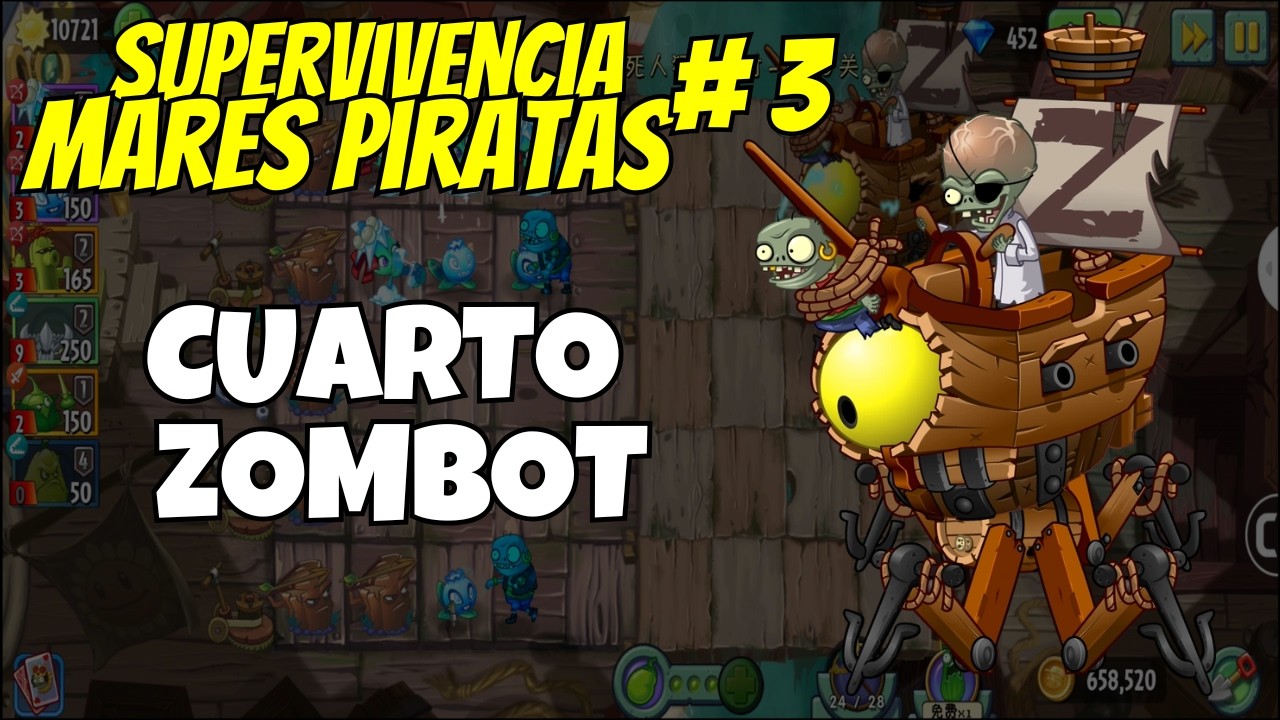 Supervivencia Extrema: El 4.º Zombot Pirata en PVZ 2 CHINO
