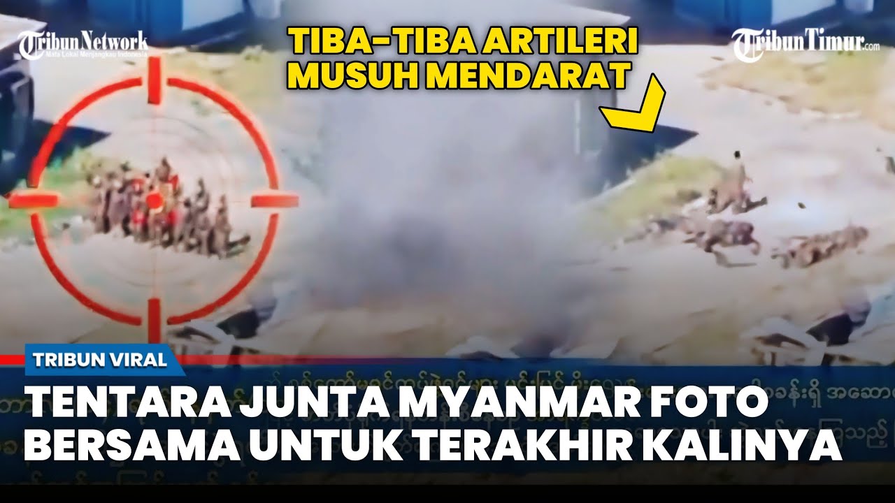Video Serangan Artileri Mendadak di Kyaukphyu: Regu Tentara Junta Myanmar Modar saat Foto Kemenangan