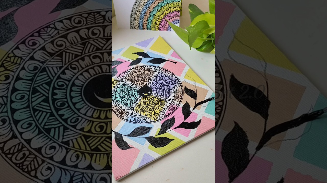 Creative mandala art on canvas board 😍✨ #shorts #pastel #colors #mandala #art #aesthetic #boho